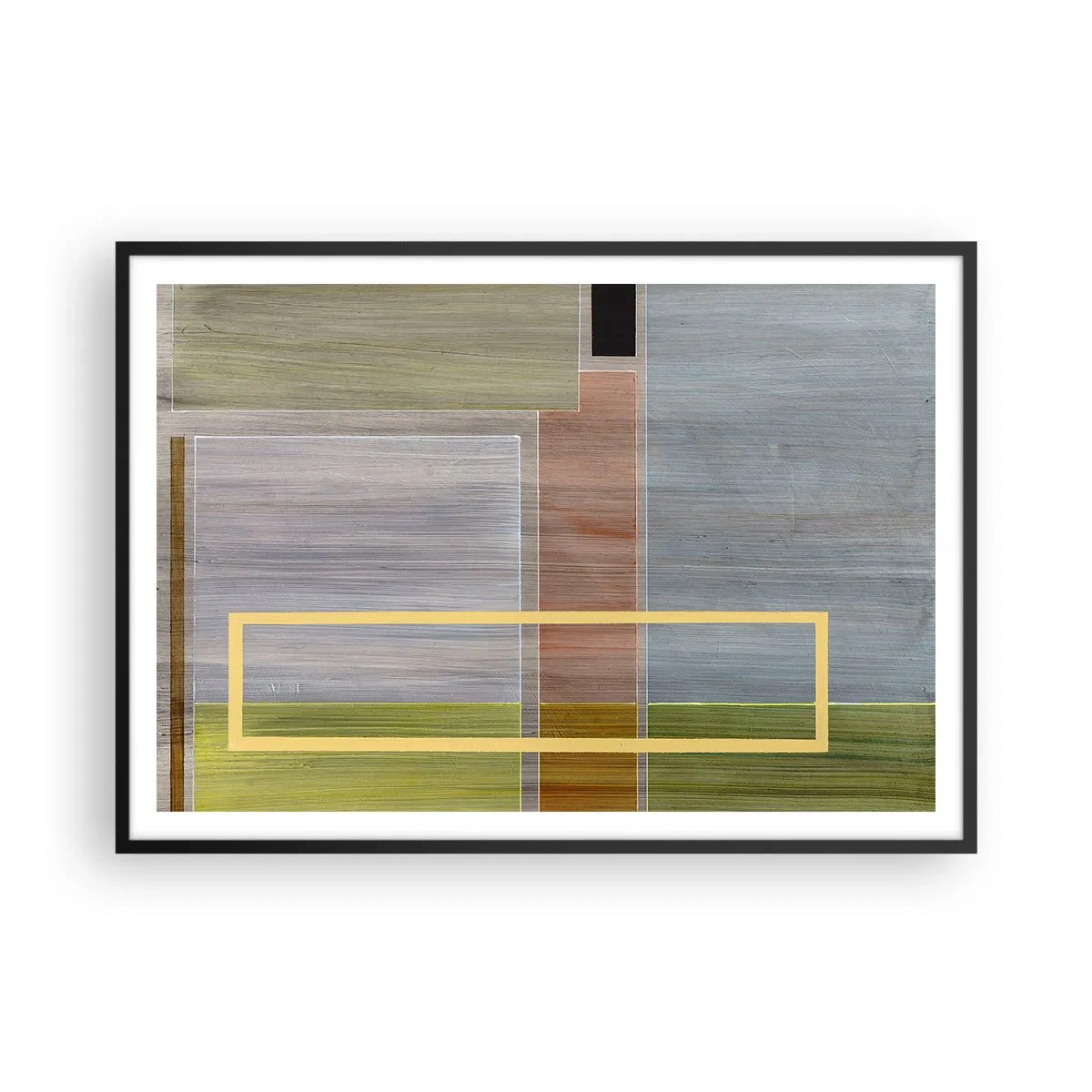 Affiche dans un cadre noir - Poster - Composition géométrique aux couleurs pastel avec des rectangles - 100x70cm - Simple et calme - Décoration murale moderne pour le salon et la chambre ARTTOR