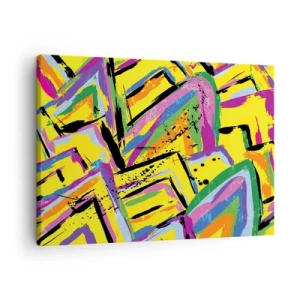 Impression sur toile - Image sur toile - Abstraction vivante aux couleurs vives et aux formes dynamiques - 70x50cm - Jusqu'à ce qu'il crie de joie - Décoration murale moderne pour le salon et la chambre ARTTOR