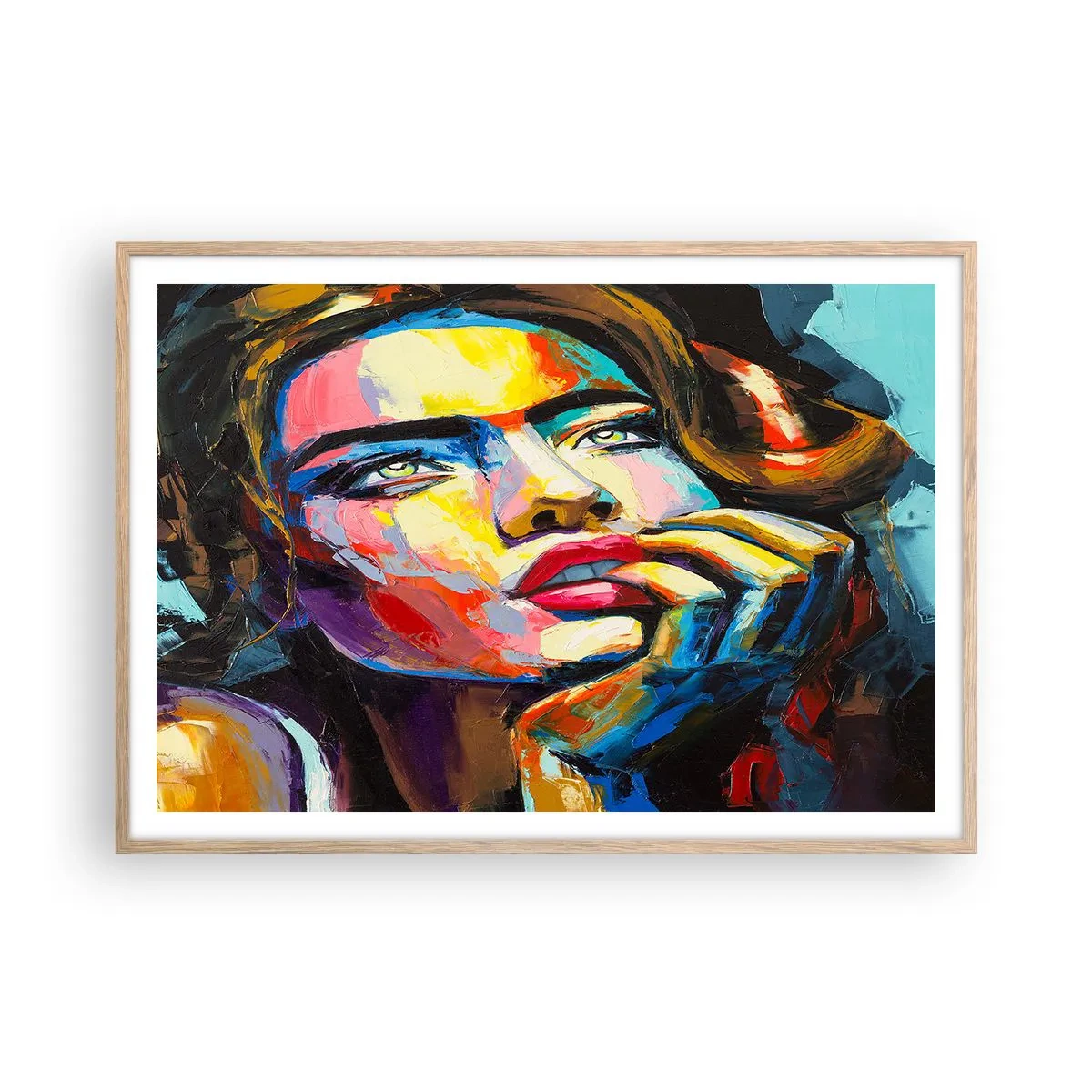 Affiche dans un chêne clair - Poster - Les rêves volent dans le ciel comme des oiseaux - 100x70 cm