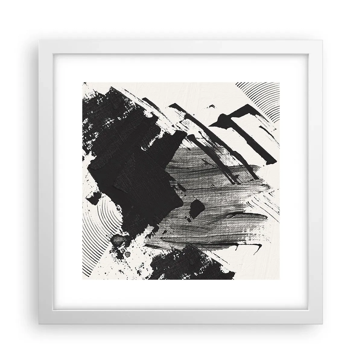 Affiche dans un cadre blanc - Poster - Abstraction – expression du noir - 30x30 cm