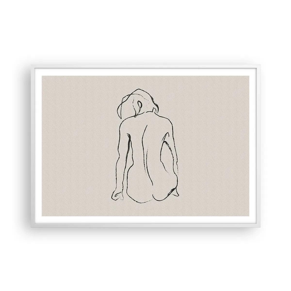Affiche dans un cadre blanc - Poster - Femme nue - 100x70 cm