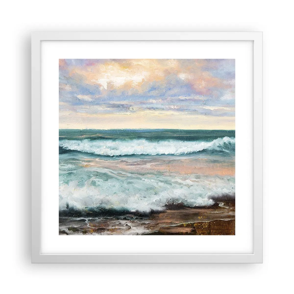 Affiche dans un cadre blanc - Poster - Ici tu adouciras ton âme - 40x40 cm