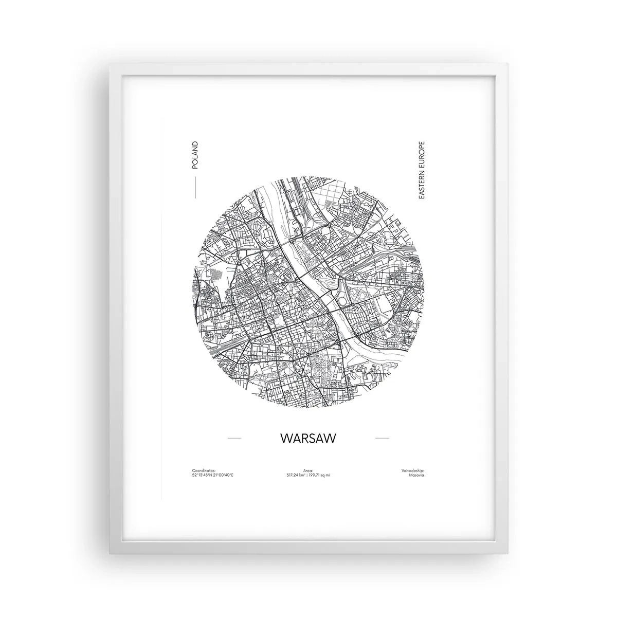 Affiche dans un cadre blanc - Poster - Anatomie de Varsovie - 40x50 cm