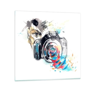 Impression sur verre - Image sur verre - Dans l'oeil de l'objectif - 70x70 cm