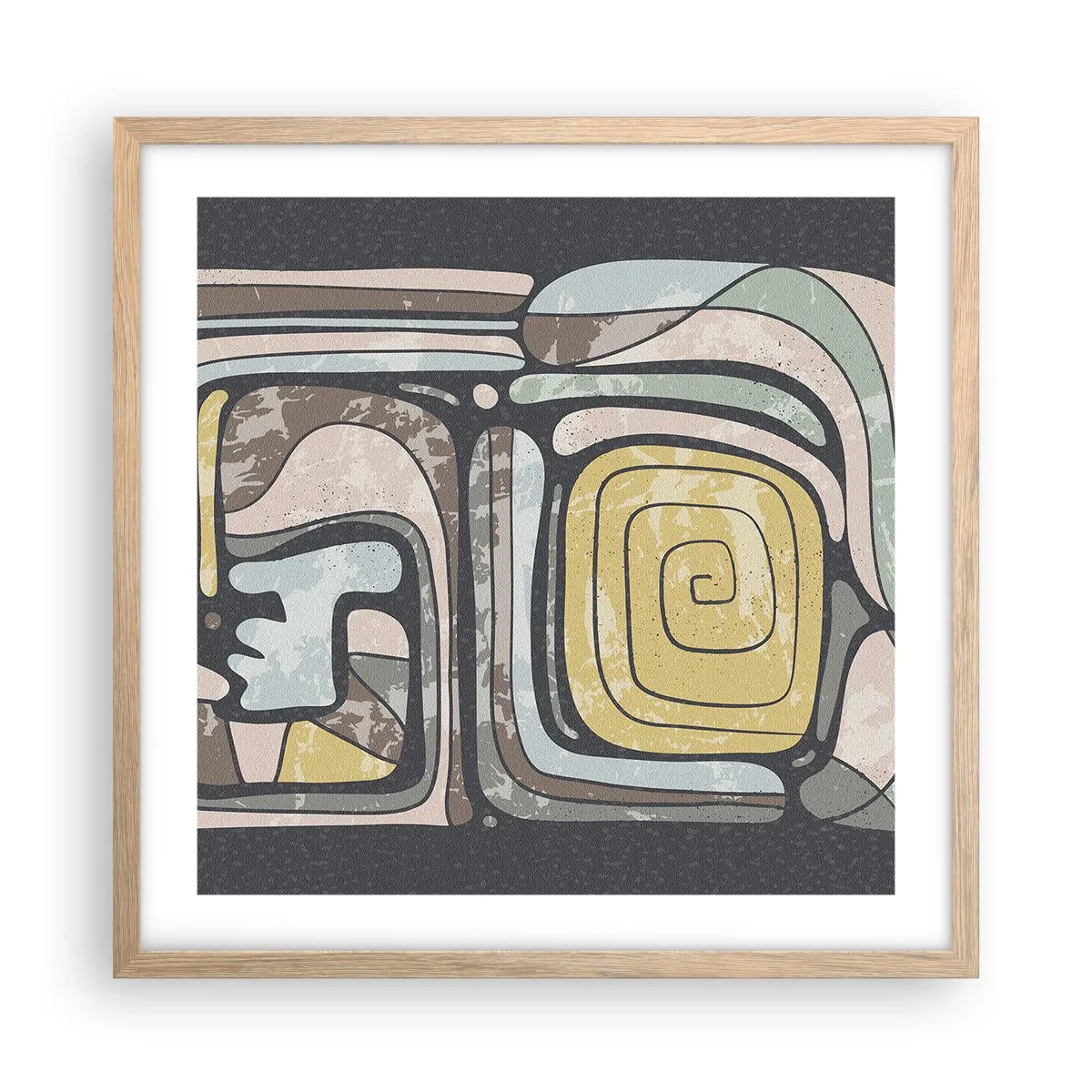 Affiche dans un chêne clair - Poster - L'abstraction dans l'esprit précolombien - 50x50 cm