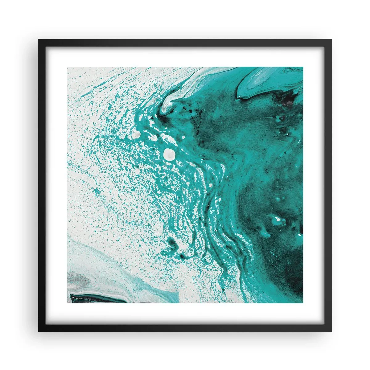 Affiche dans un cadre noir - Poster - Se fondre dans le bleu et le turquoise - 50x50 cm