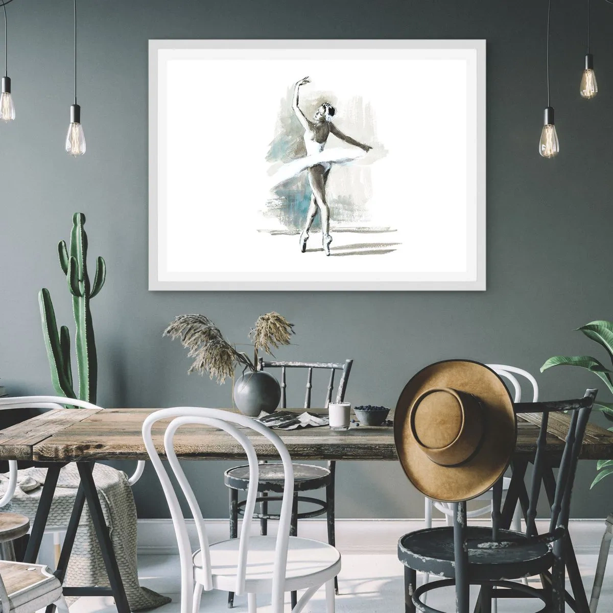 Affiche dans un cadre blanc - Poster - Enchantement du cygne - 50x40 cm