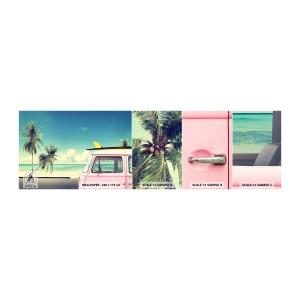 Échantillon de Papier Peint Autocollant Deluxe Sticker - Il est temps de commencer les vacances - Paysage, Plage, Surfant - 100x30 cm