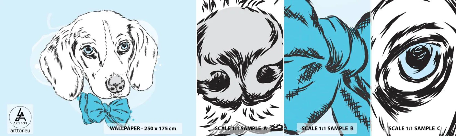 Échantillon de Papier Peint Autocollant Deluxe Sticker - L'élégance du chien - Abstraction, Chien, Pour les enfants - 100x30 cm