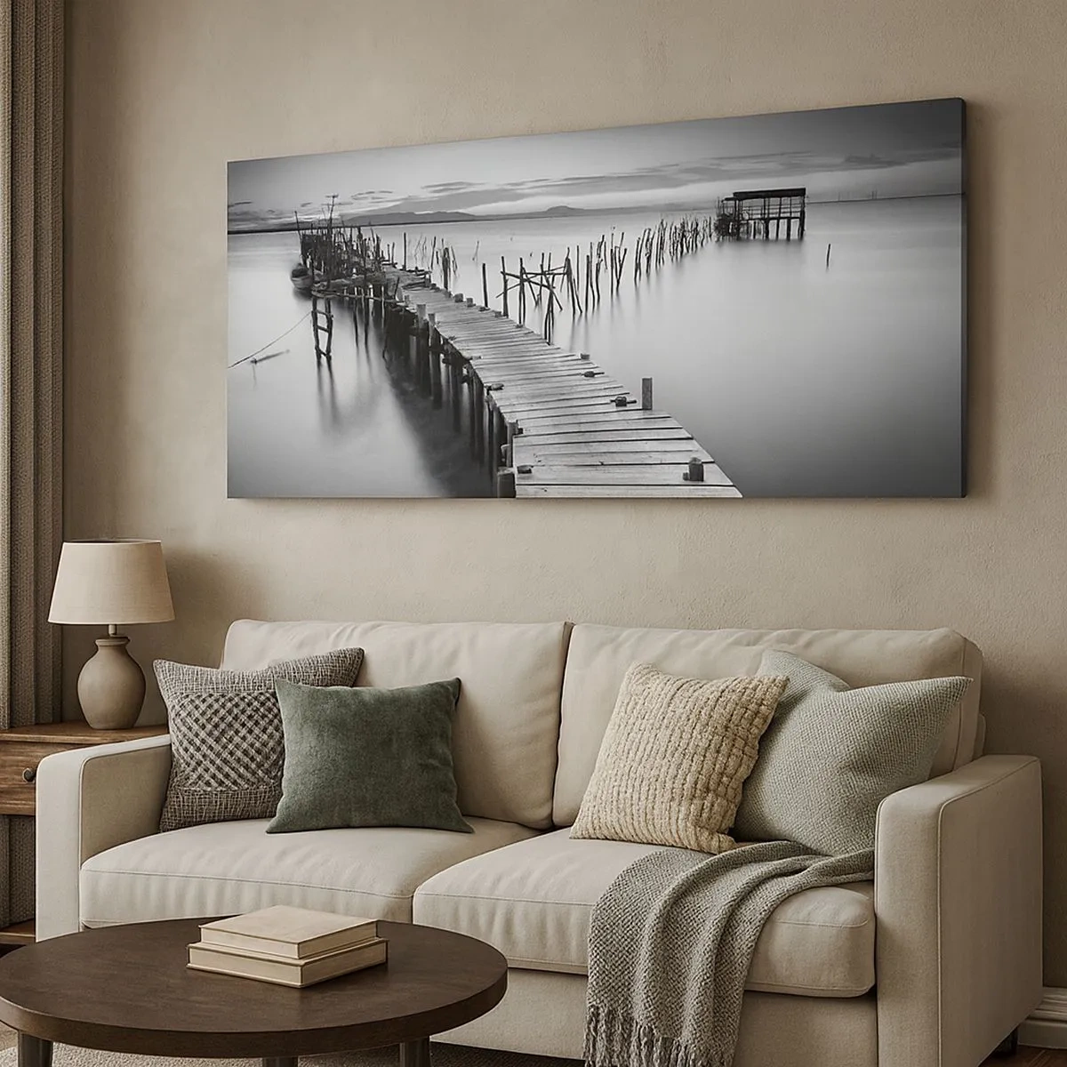 Impression sur toile - Image sur toile - La paix d'un rivage oublié - 100x40 cm