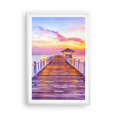 Affiche dans un cadre blanc - Poster - Le silence lilas-doré du soir - 61x91 cm