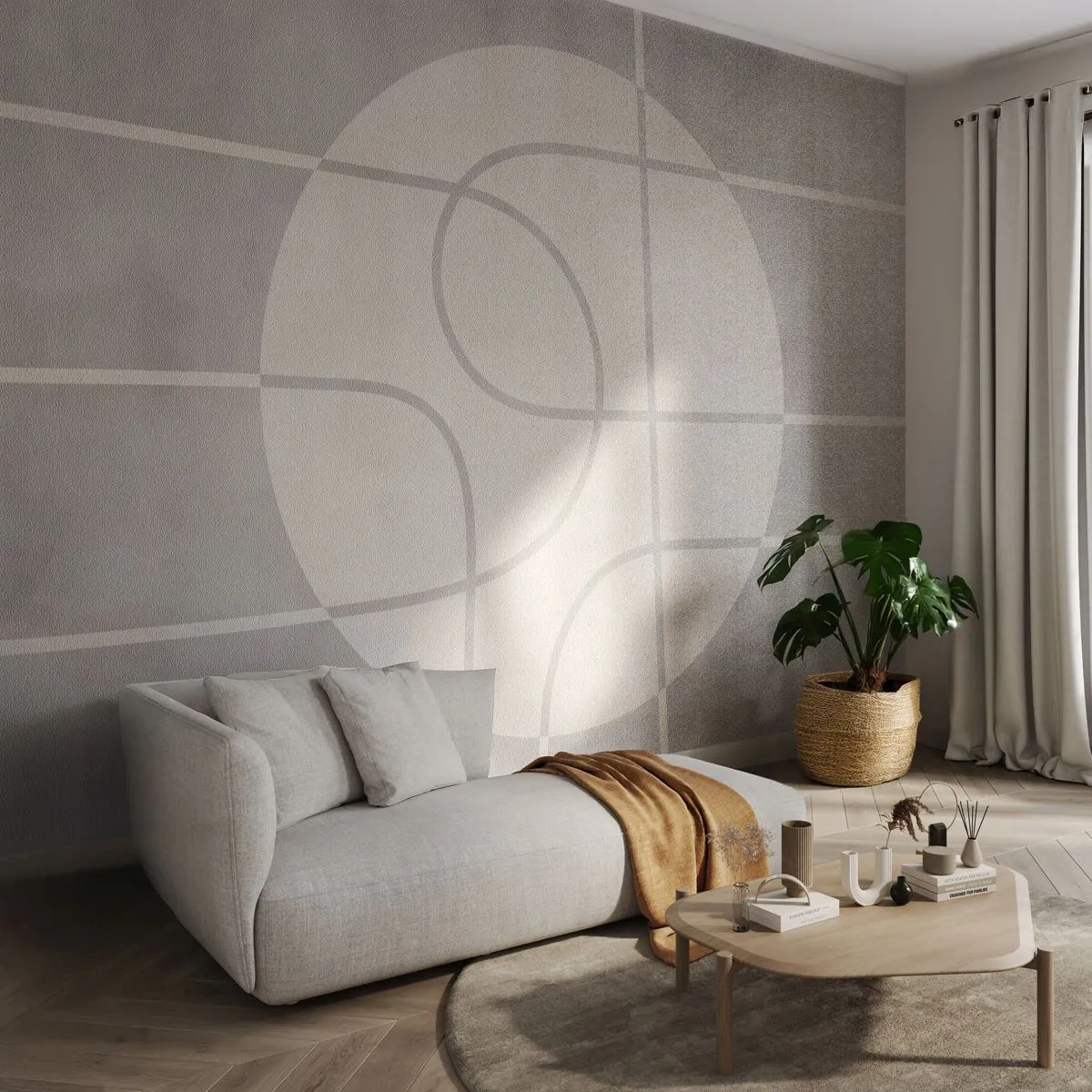 Papier Peint Autocollant Deluxe Sticker - Circulaire et tout droit - Brillant, Minimaliste, Roue - 150x105 cm