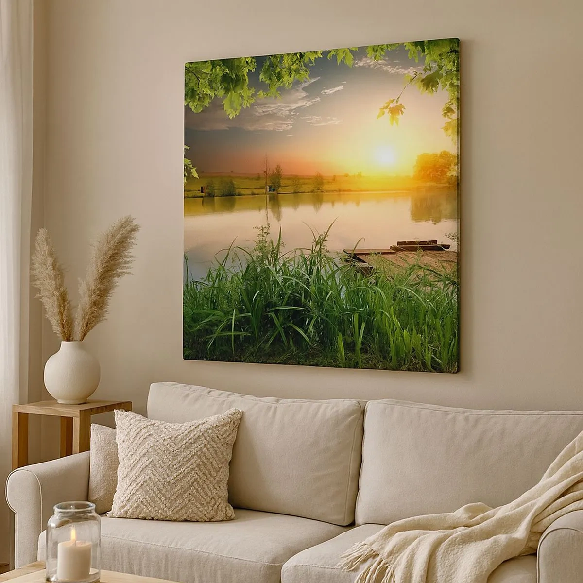 Impression sur toile - Image sur toile - Paysage dans un cadre verdoyant - 30x30 cm