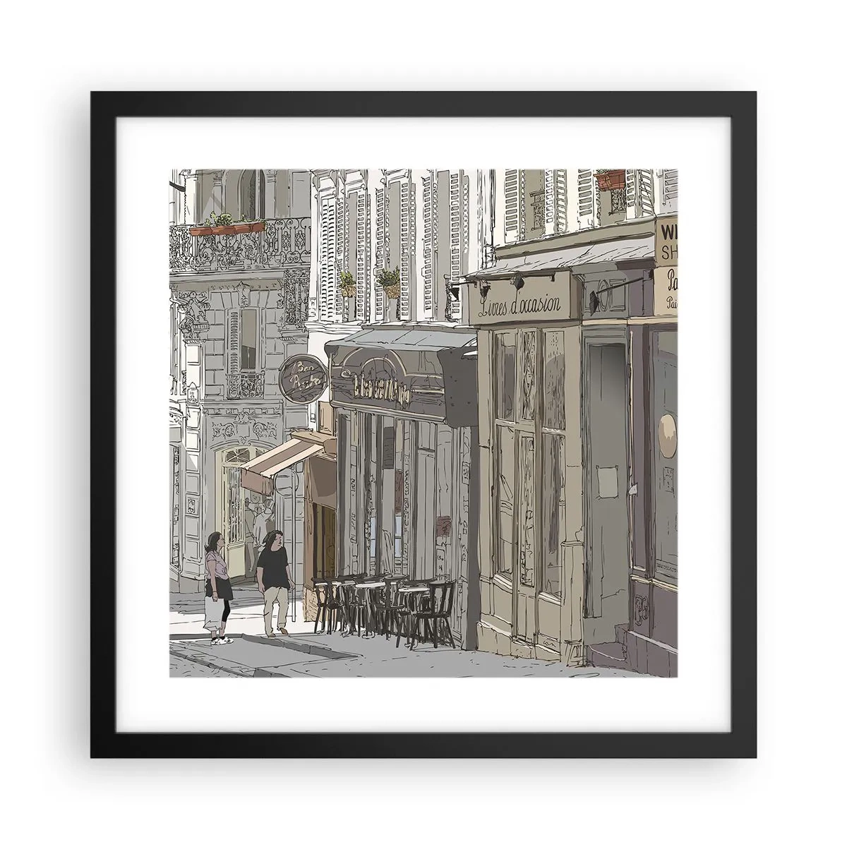 Affiche dans un cadre noir - Poster - Joie de la ville - 40x40 cm