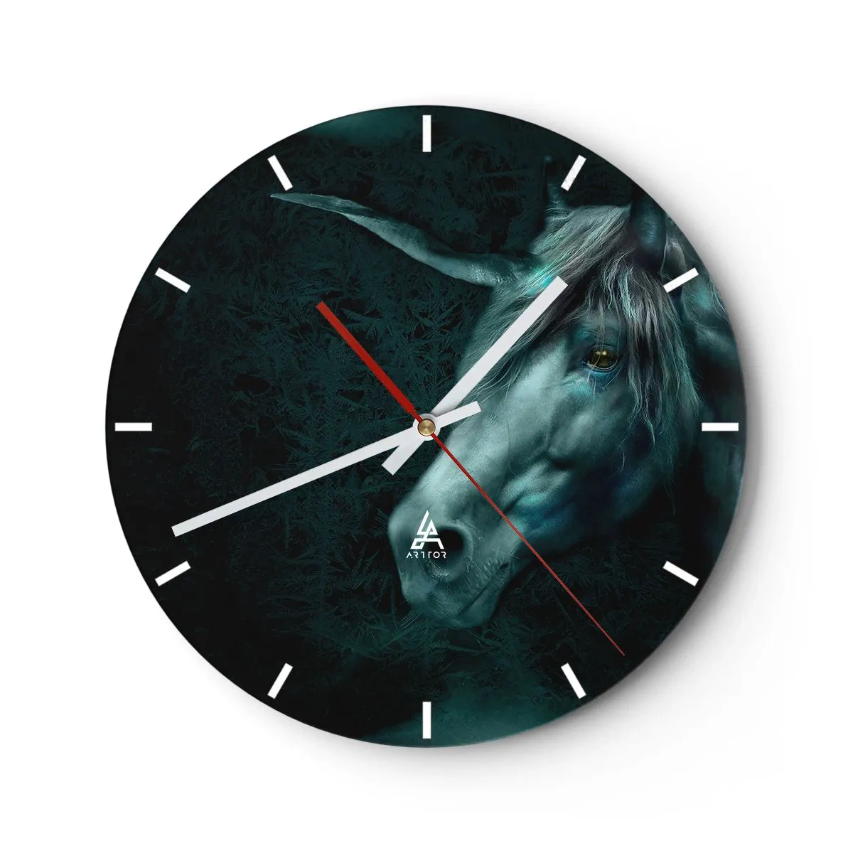 Horloge murale - Pendule murale - Une licorne dans un décor de forêt sombre - 30x30cm - Dans une forêt de conte de fées - Décoration murale moderne pour le salon, la cuisine et la chambre ARTTOR