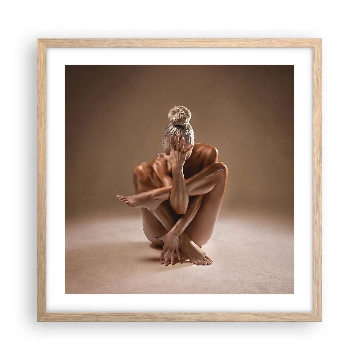 Affiche dans un chêne clair - Poster - Unité du corps et de l'âme - 50x50 cm