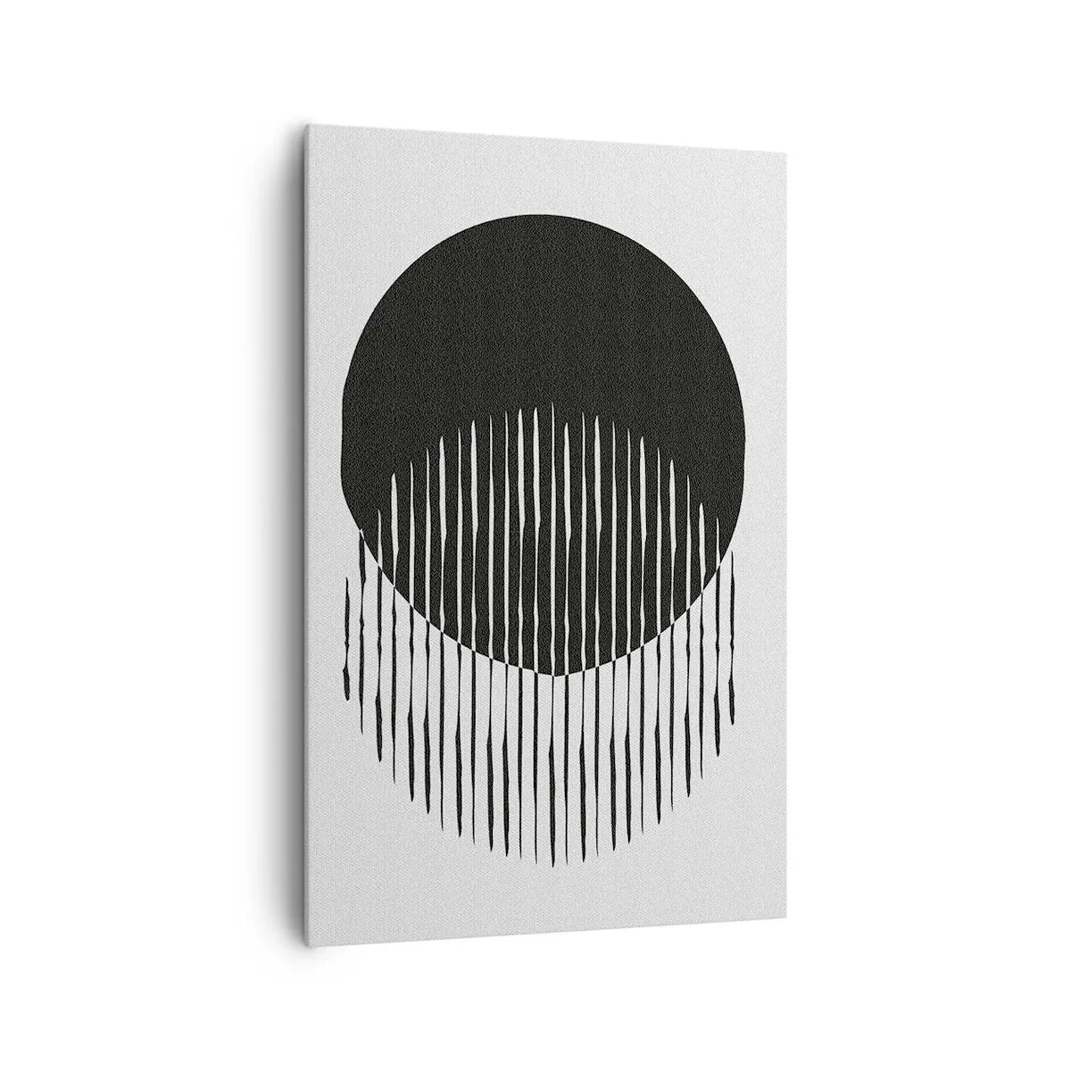 Impression sur toile - Image sur toile - Deux cercles superposés avec des lignes noires et blanches - 80x120cm - Son alter ego - Décoration murale moderne pour le salon et la chambre ARTTOR