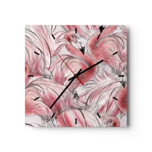 Horloge murale - Pendule murale - Dessins délicats de flamants roses - 30x30cm - Oiseau corps de ballet - Décoration murale moderne pour le salon et la chambre ARTTOR