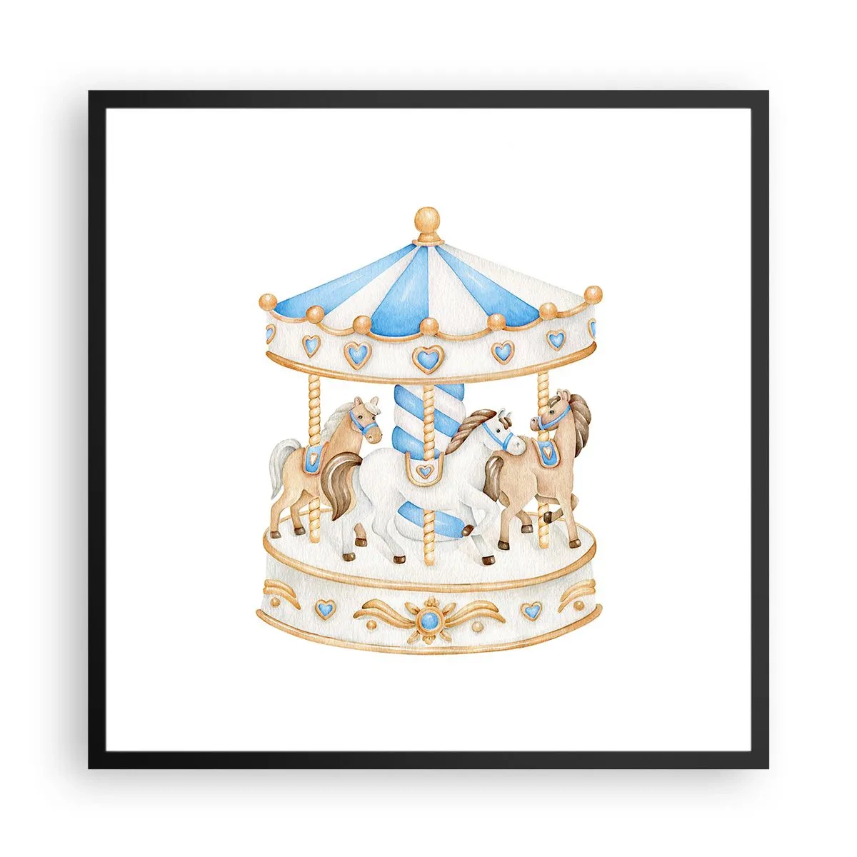 Affiche dans un cadre noir - Poster - Douce enfance - 60x60 cm