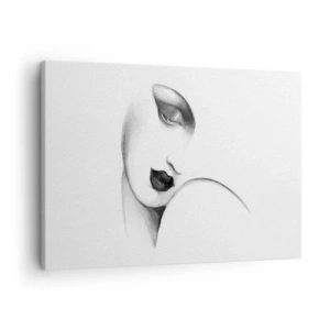 Impression sur toile - Image sur toile - Un portrait subtil d'une femme dans un style monochrome - 70x50cm - Dans le style de Lempicka - Décoration murale moderne pour le salon et la chambre ARTTOR