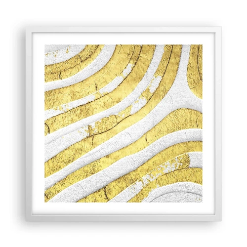 Affiche dans un cadre blanc - Poster - Composition en blanc et or - 50x50 cm