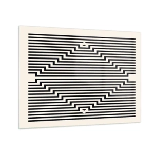 Impression sur verre - Image sur verre - Un motif fascinant de lignes noires et blanches créant une illusion - 70x50cm - Illusion géométrique - Décoration murale moderne pour le salon et la chambre ARTTOR