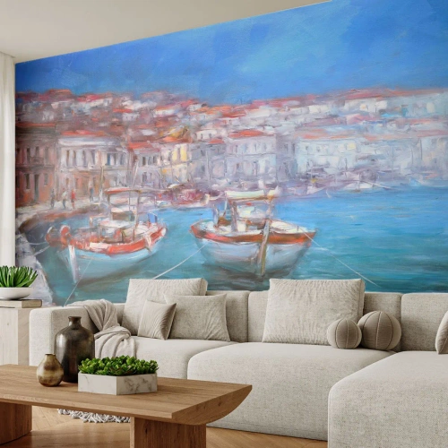 Papier Peint Autocollant Deluxe Sticker - Baie italienne - Ville portuaire, Architecture, Grèce - 350x256 cm