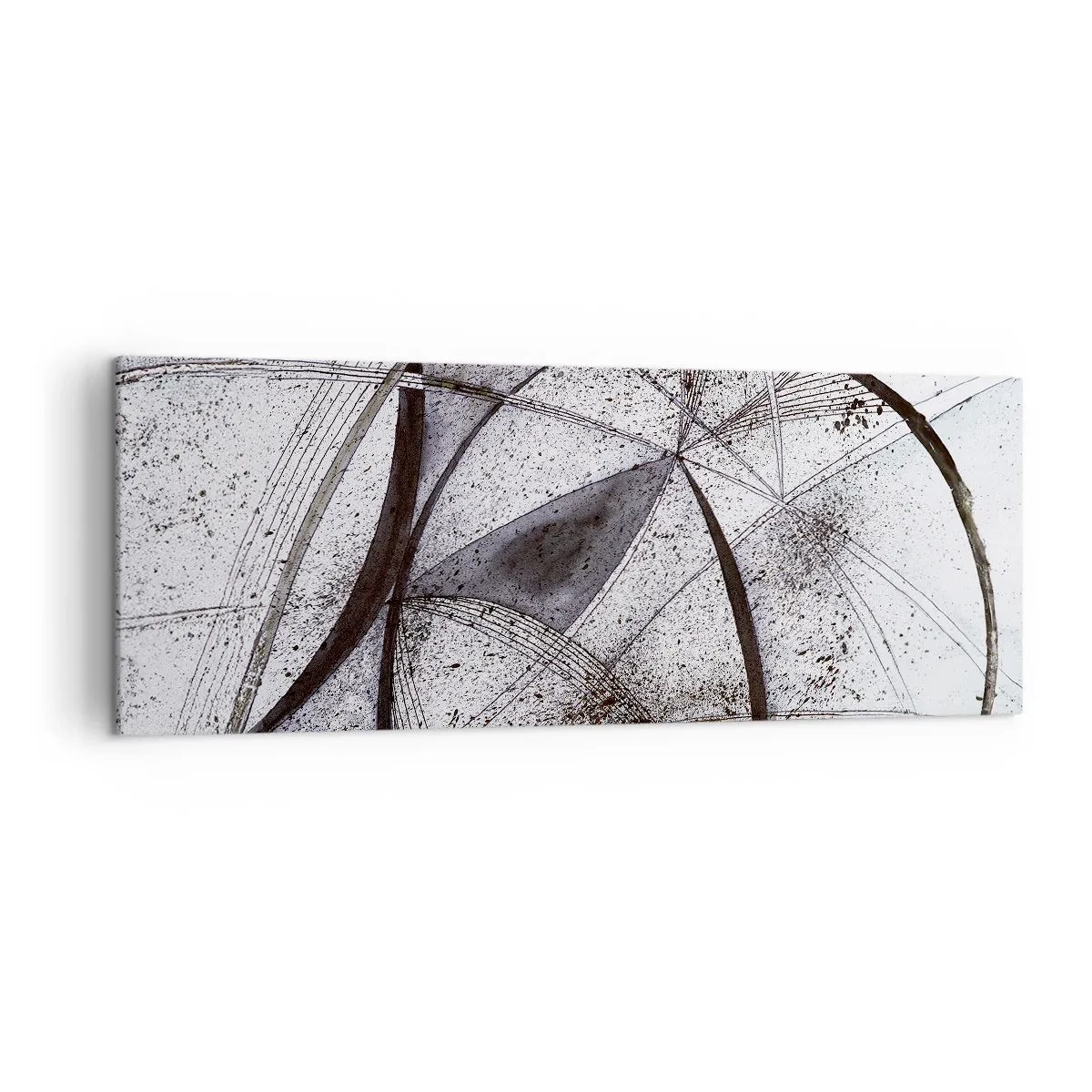Impression sur toile - Image sur toile - Lignes et formes abstraites dans des tons de gris et de noir - 140x50cm - Fantaisie futuriste - Décoration murale moderne pour le salon et la chambre ARTTOR