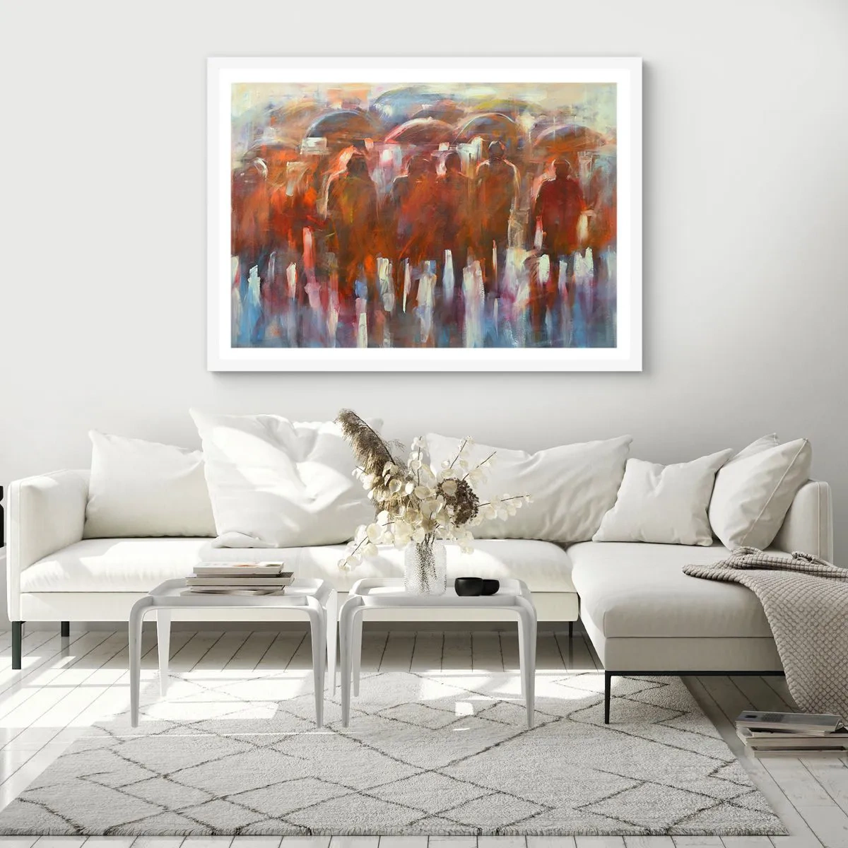 Affiche dans un cadre blanc - Poster - Identiques sous la pluie et dans le brouillard - 100x70 cm