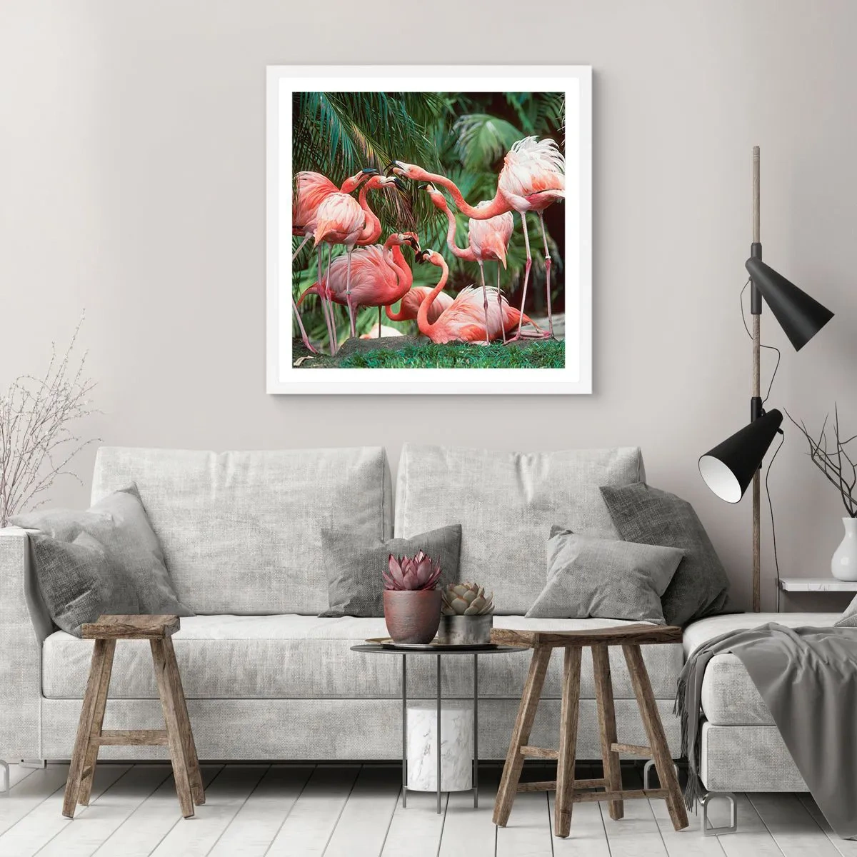 Affiche dans un cadre blanc - Poster - Potins d'après-midi - 40x40 cm