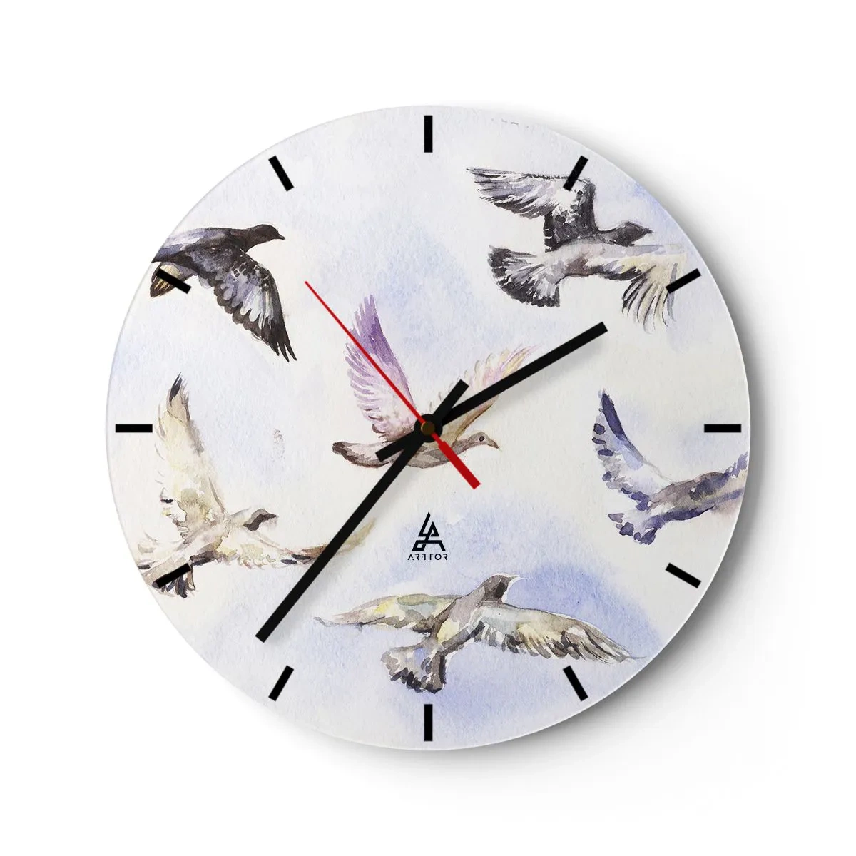 Horloge murale - Pendule murale - Liberté en gris et bleu - 40x40 cm