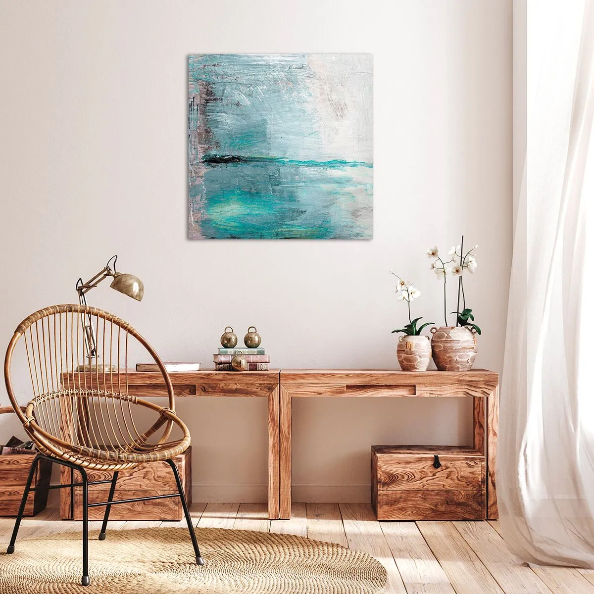 Impression sur toile - Image sur toile - Horizontalement en bleu - 70x70 cm