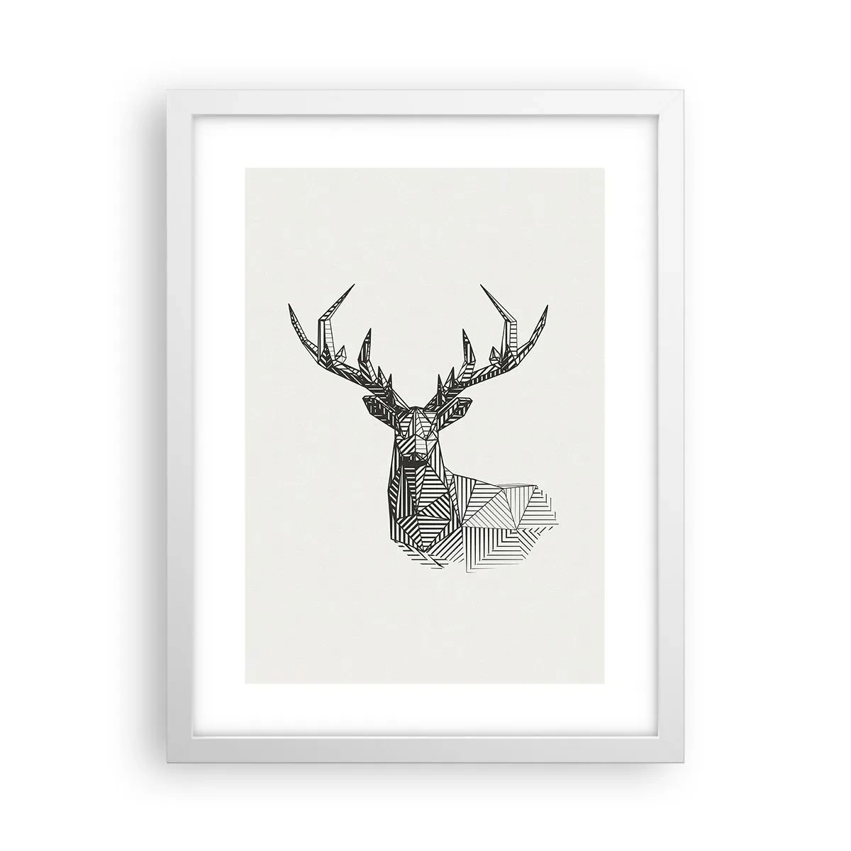 Affiche dans un cadre blanc - Poster - Cerf dans un style cubique - 30x40 cm