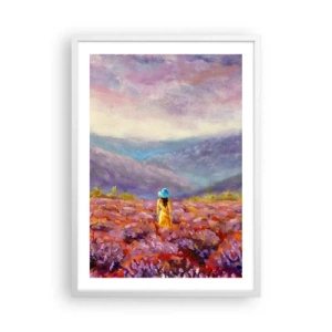 Affiche dans un cadre blanc - Poster - Dans un monde lavande - 50x70 cm