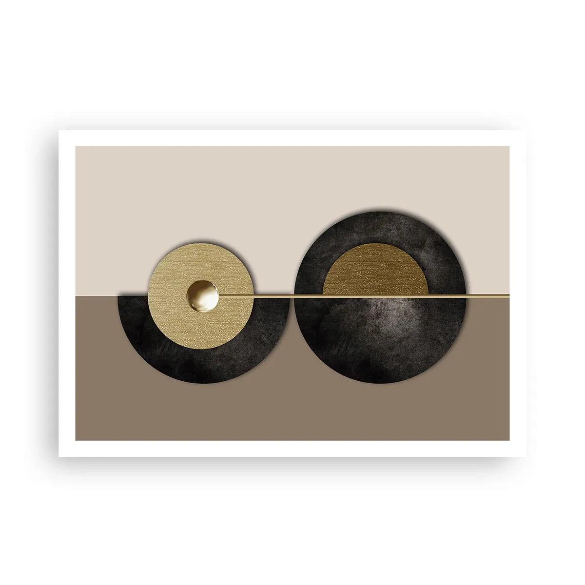Affiche - Poster - Cercles abstraits dans des tons d'or et de marron - 100x70cm - Variations autour du cercle - Décoration murale moderne pour le salon et la chambre ARTTOR
