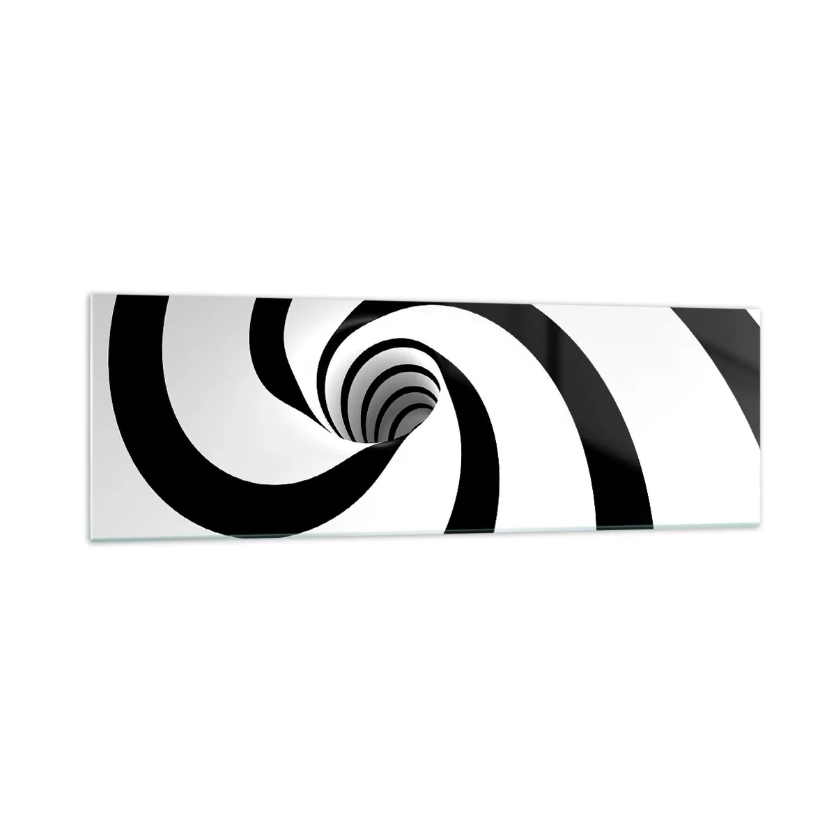Impression sur verre - Image sur verre - Spirale abstraite noire et blanche avec un effet tourbillonnant - 160x50cm - Céder au vortex ? - Décoration murale moderne pour le salon et la chambre ARTTOR