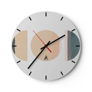 Horloge murale - Pendule murale - Motifs géométriques abstraits aux couleurs pastel - 30x30cm - Cercles après cercles - Décoration murale moderne pour le salon, la cuisine et la chambre ARTTOR