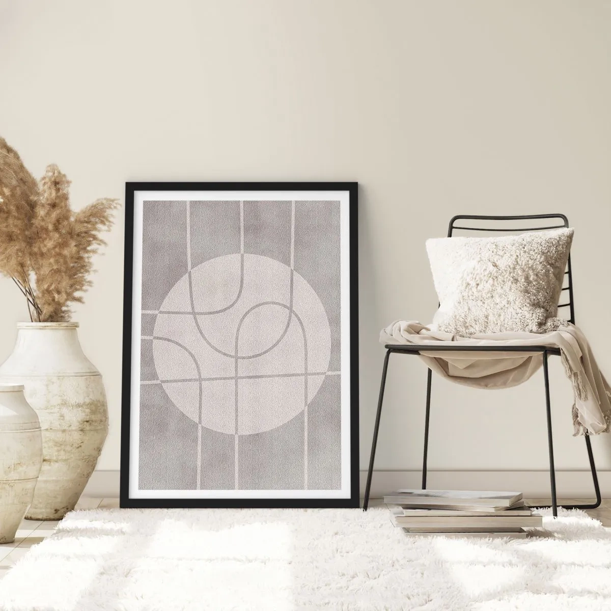 Affiche dans un cadre noir - Poster - Circulaire et tout droit - 30x40 cm