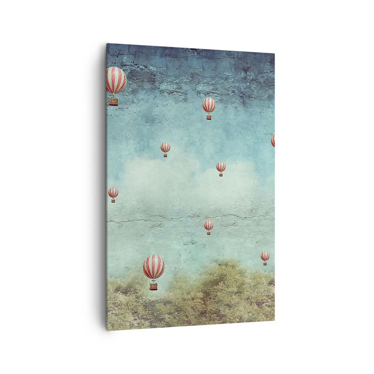 Impression sur toile - Image sur toile - Ballons rétro sur fond de ciel bleu et de verdure - 80x120cm - Libre de l'agitation de la vie - Décoration murale moderne pour le salon et la chambre ARTTOR