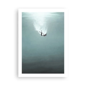 Affiche - Poster - Silhouette d'un homme tombant dans les profondeurs de l'eau - 50x70cm - Dans les bras de l'océan - Décoration murale moderne pour le salon et la chambre ARTTOR