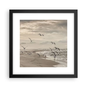 Affiche dans un cadre noir - Poster - Le bruit de la mer, le chant des oiseaux - 30x30 cm