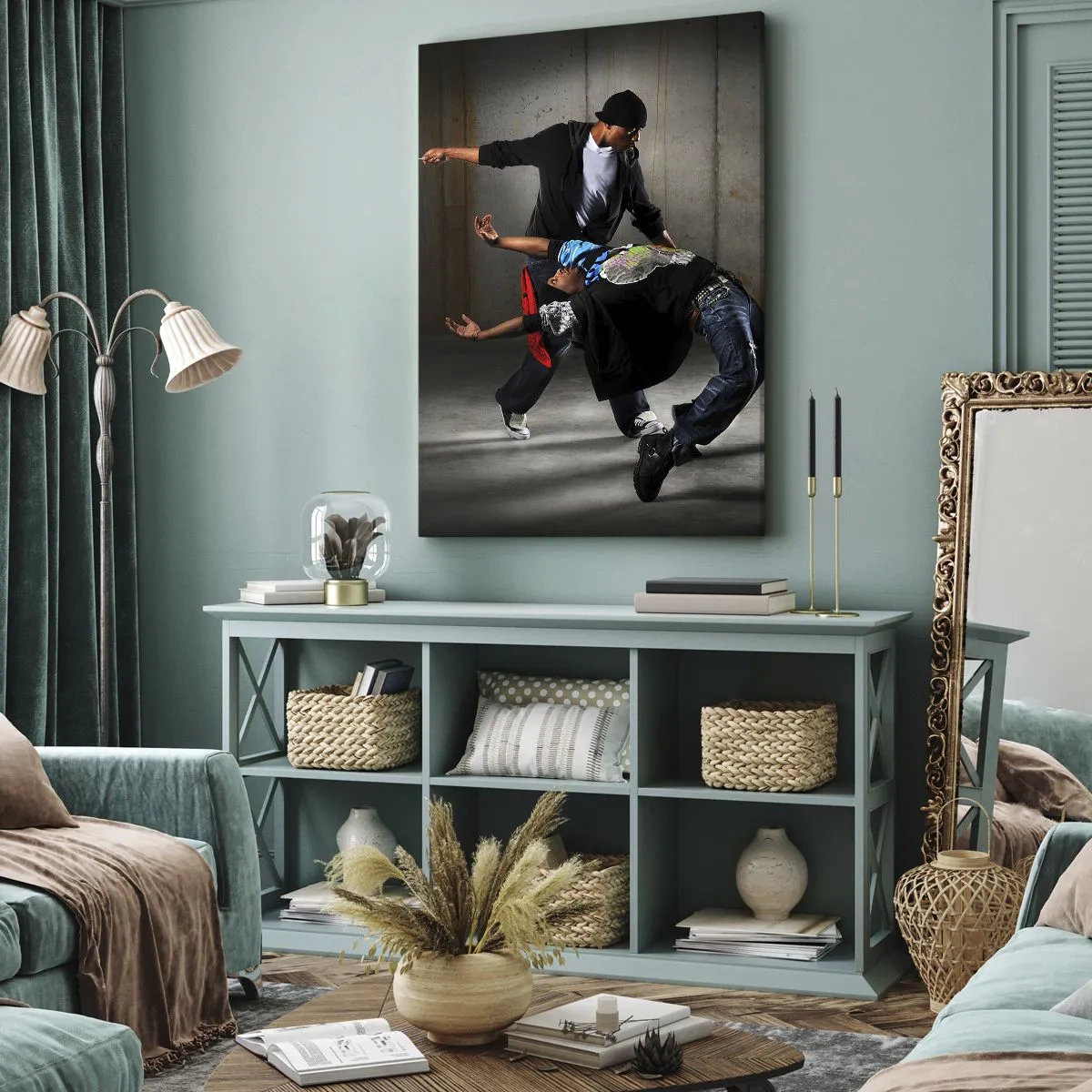 Impression sur toile - Image sur toile - Danser avec le vent de la rue - 65x120 cm