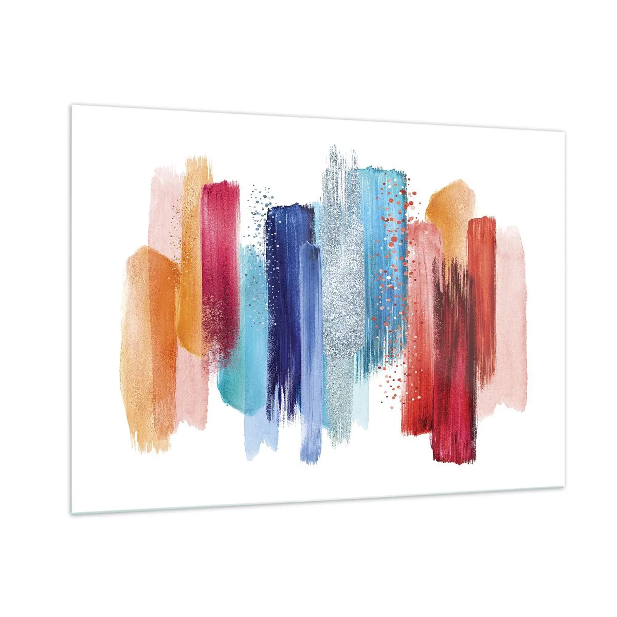 Impression sur verre - Image sur verre - Composition abstraite de coups de pinceau colorés - 100x70cm - En haut et en bas - Décoration murale moderne pour le salon et la chambre ARTTOR