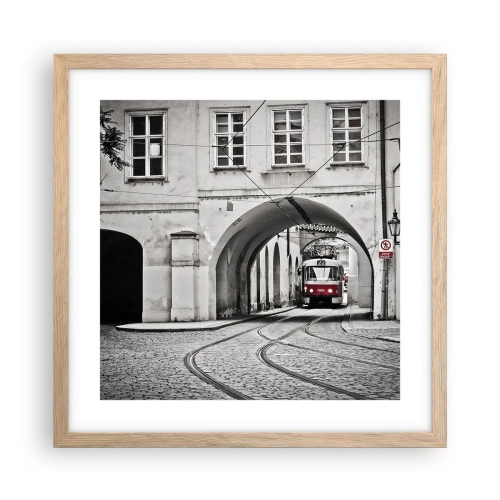 Affiche dans un chêne clair - Poster - Dans le labyrinthe de la ville - 40x40 cm