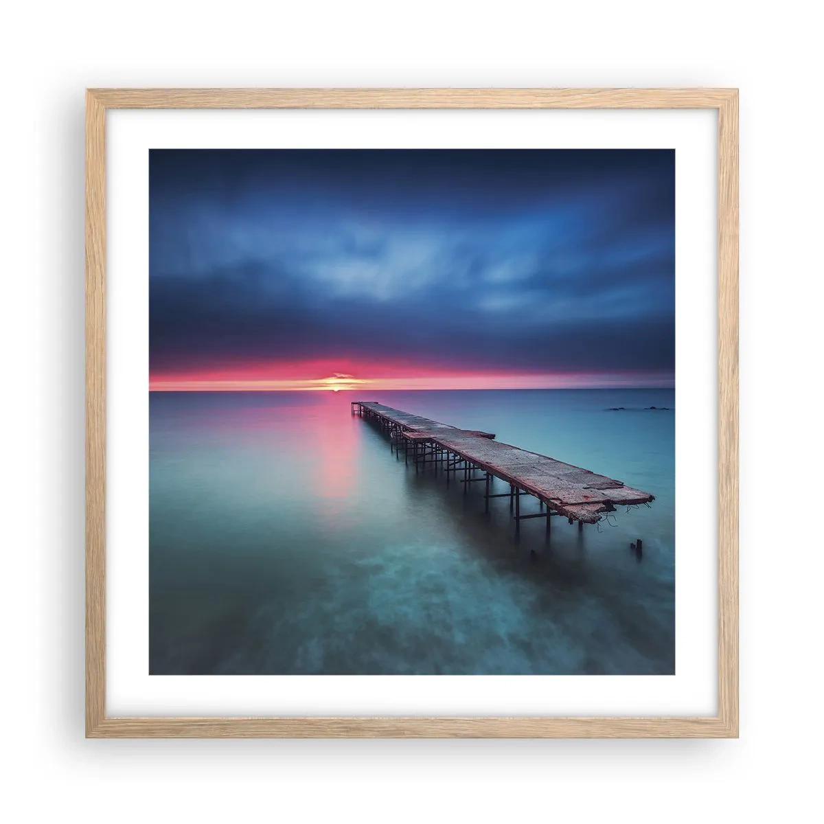 Affiche dans un chêne clair - Poster - Entre le ciel et la terre - 50x50 cm