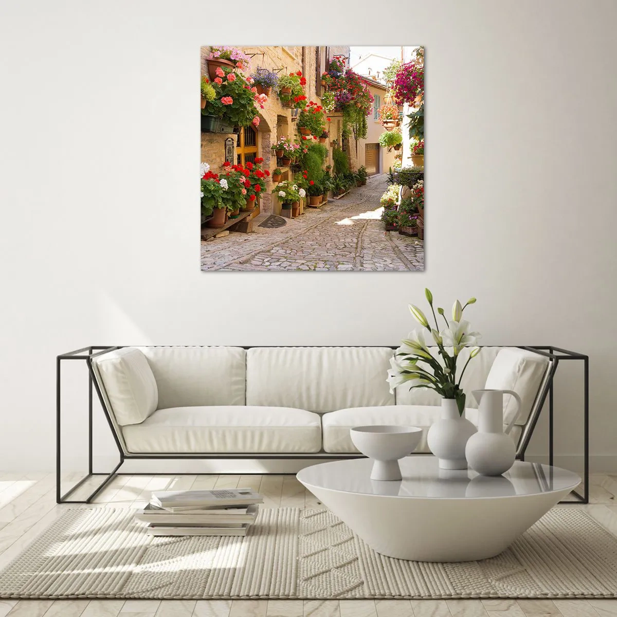 Impression sur verre - Image sur verre - Une inondation de fleurs  - 70x70 cm