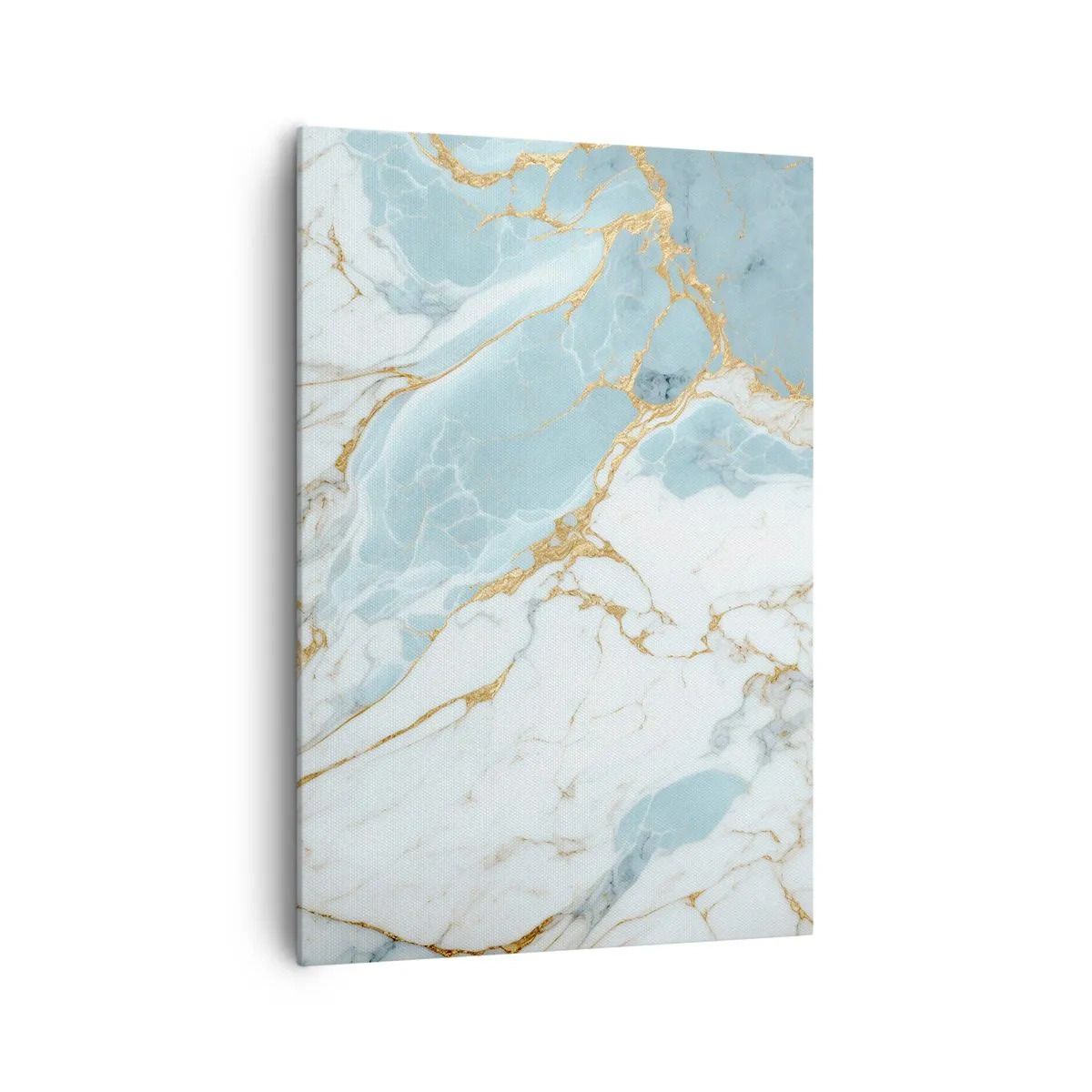 Impression sur toile - Image sur toile - Motifs en marbre bleu et blanc avec des veines dorées ajoutées - 70x100cm - Richesse en pierre - Décoration murale moderne pour le salon et la chambre ARTTOR