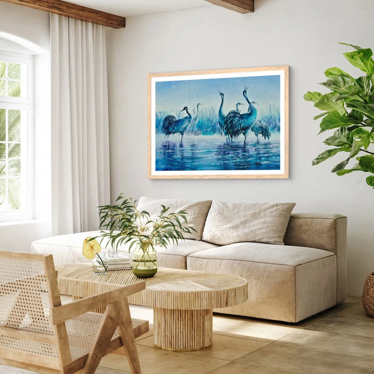 Affiche dans un chêne clair - Poster - Réunion matinale - 50x40 cm