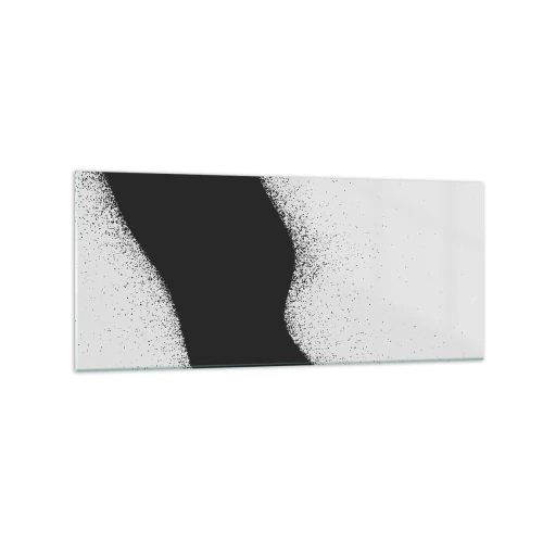 Impression sur verre - Image sur verre - Motif abstrait noir et blanc avec des points délicats sur toile - 120x50cm - Équilibre fluide - Décoration murale moderne pour le salon et la chambre ARTTOR