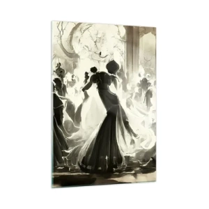 Impression sur verre - Image sur verre - Une scène de salle de bal de style rétro avec des personnages dansants - 50x70cm - La grande mascarade - Décoration murale moderne pour le salon et la chambre ARTTOR